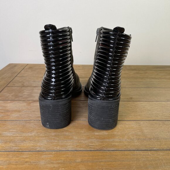 Jeffrey Campbell Ankle Boots Size 9 Lowell Olive Green Sheepskin Suede Block - Picture 6 of 12